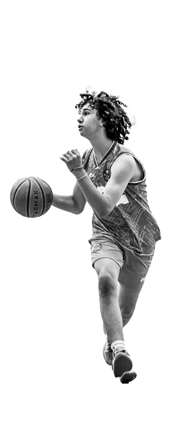 basketball player dribbling a ball